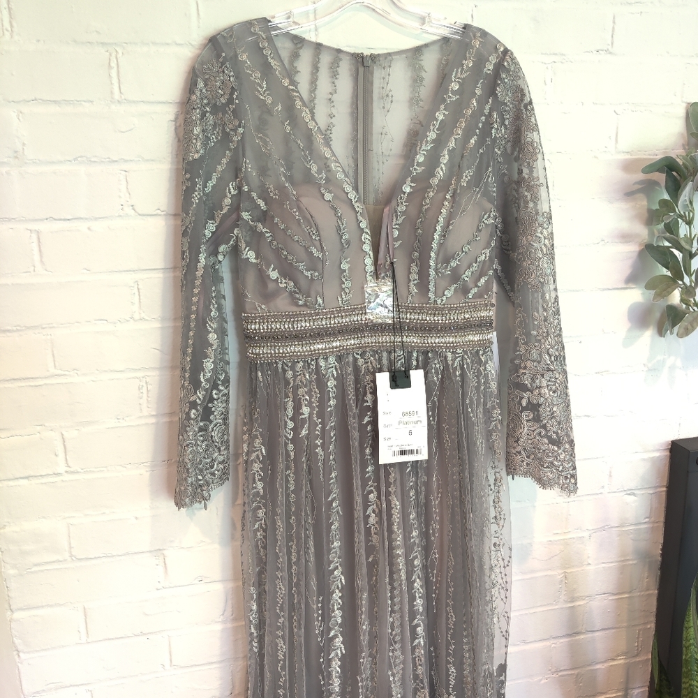 MAC DUGGAL Floral Embroidered Long Sleeve Gown - Picture 10 of 10